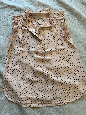 LOFT Blush Pink Sleeveless Collared Camisole with Black Heart Print
